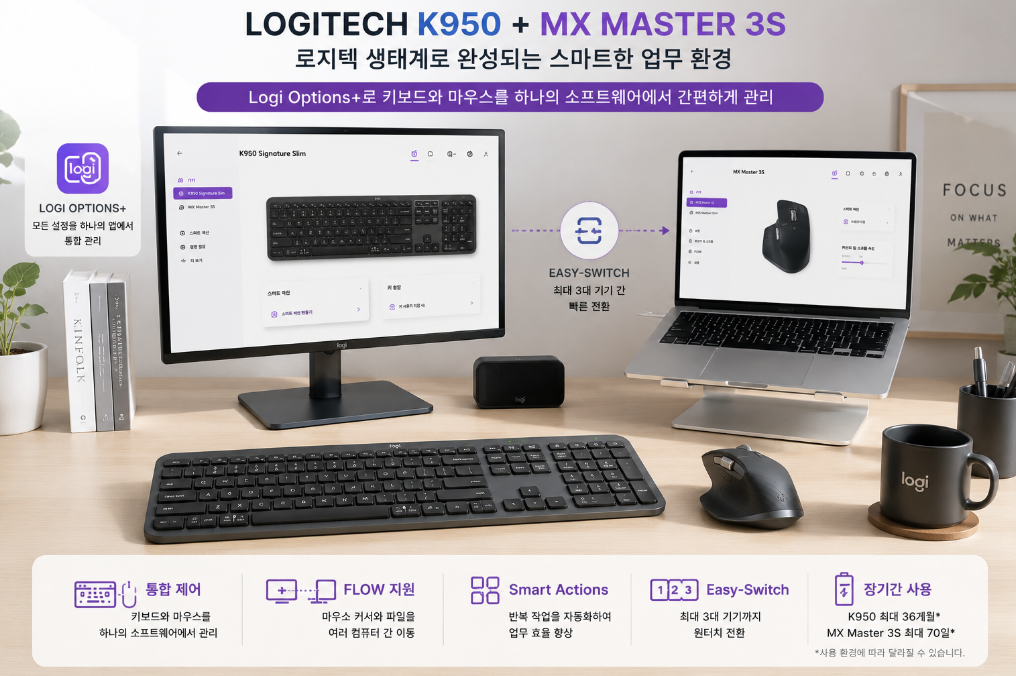 Logitech K950 MX Master 3S 사무용 데스크