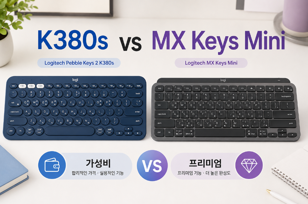 로지텍 K380s vs MX Keys Mini 비교 | 가격 차이만큼 가치가 있을까?