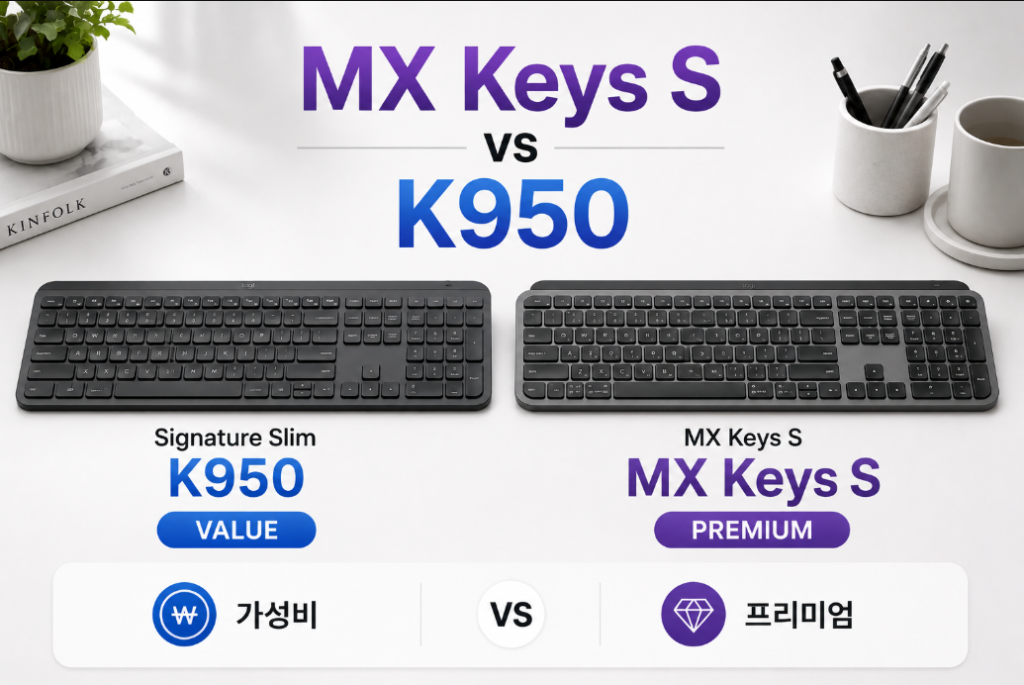 로지텍 MX Keys S vs K950 비교