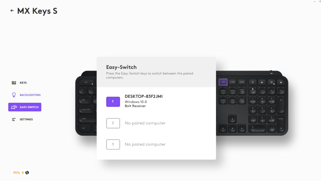 Logi Options Plus MX Keys S 설정