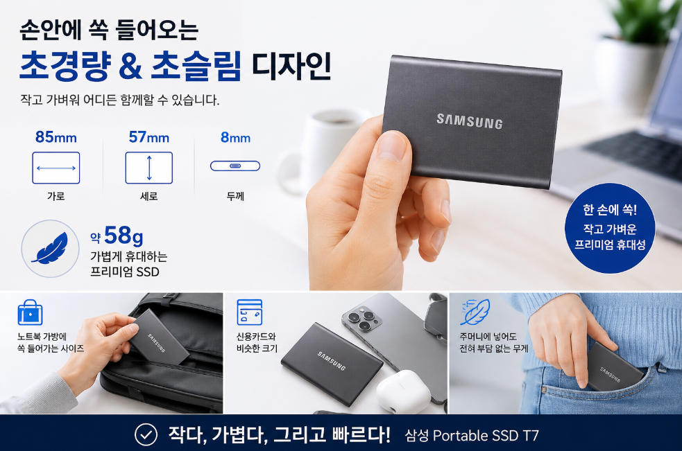 삼성 외장SSD T7 1TB 58g 휴대용 SSD