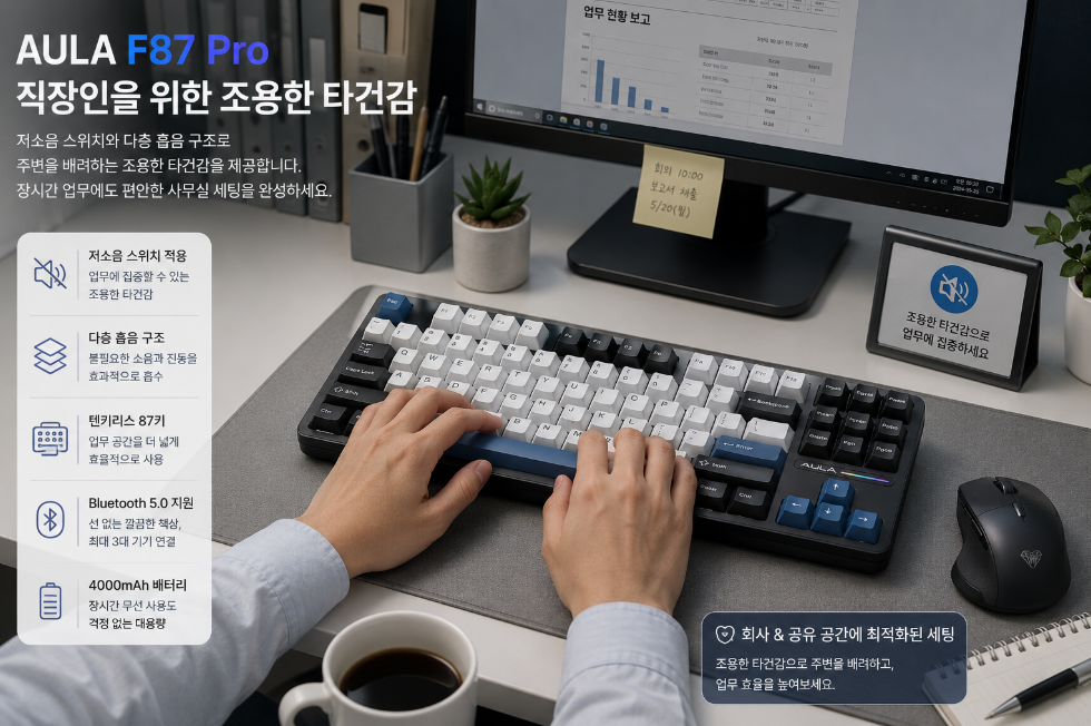 AULA F87 Pro 직장인 저소음 기계식 키보드