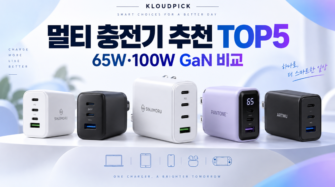 멀티 충전기 추천 TOP5｜노트북까지 쓰는 65W·100W GaN 비교