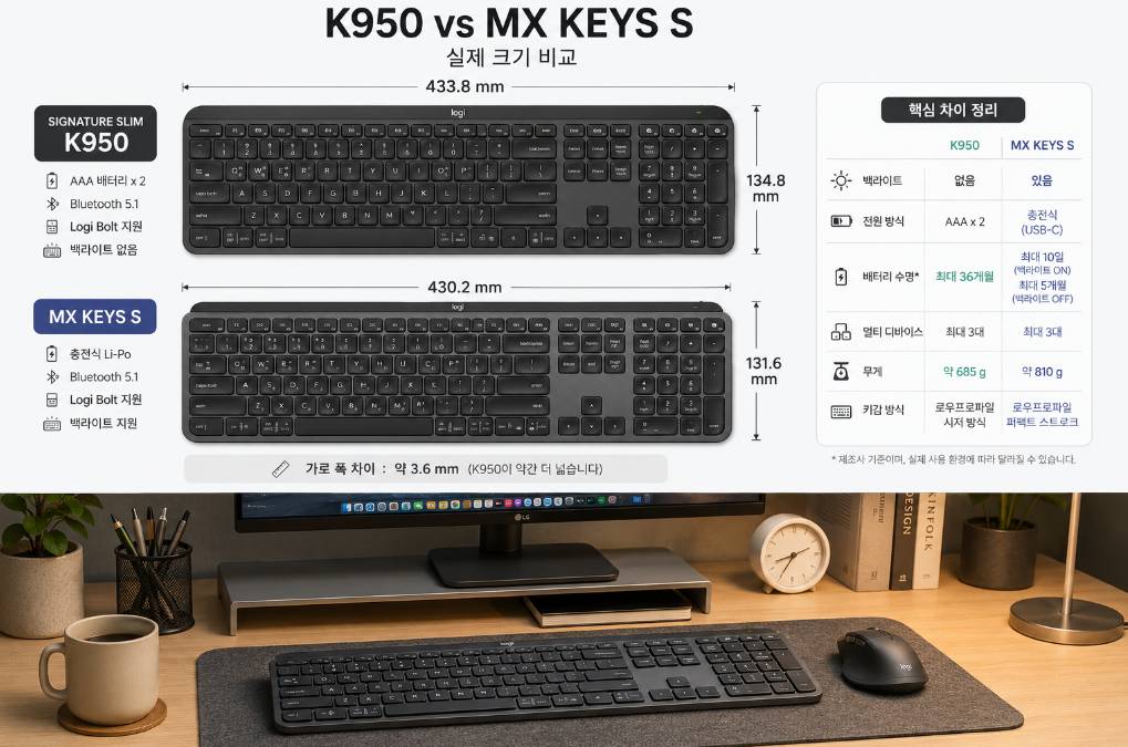 Logitech Signature Slim K950 사무용 무선 키보드 추천