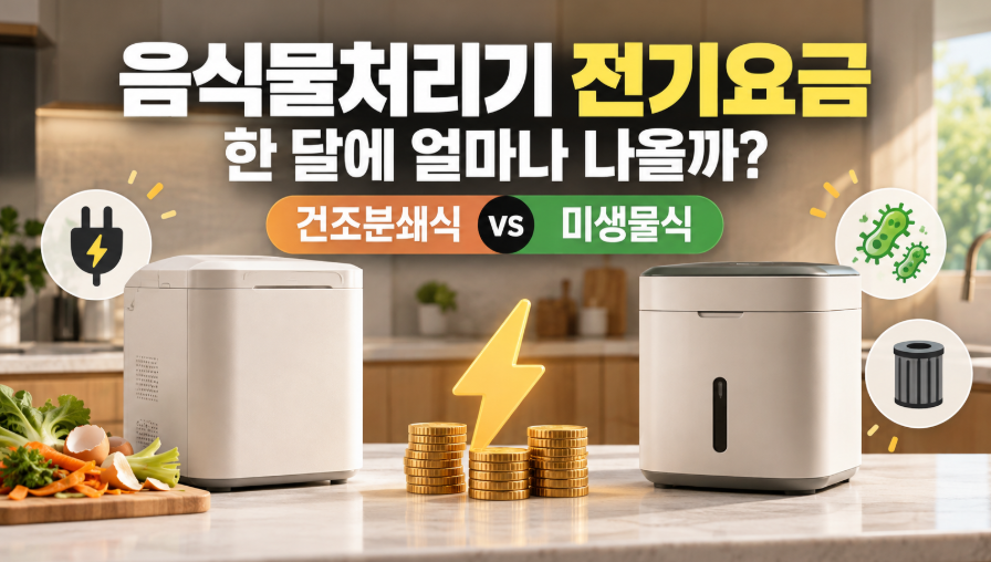 음식물처리기 전기요금 한 달 얼마? 건조분쇄식·미생물식 유지비 비교